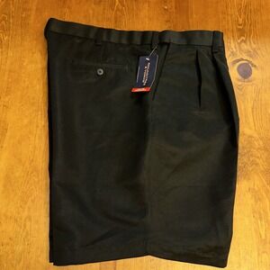 Roundtree & Yorke Travel‎ Smart Pleated Classic Fit Shorts, Mens 42x9 Black